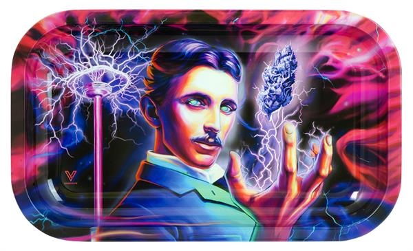 Drehtablett Metall Rolling Tray Tablett ""High Voltage" 27x16x1cm